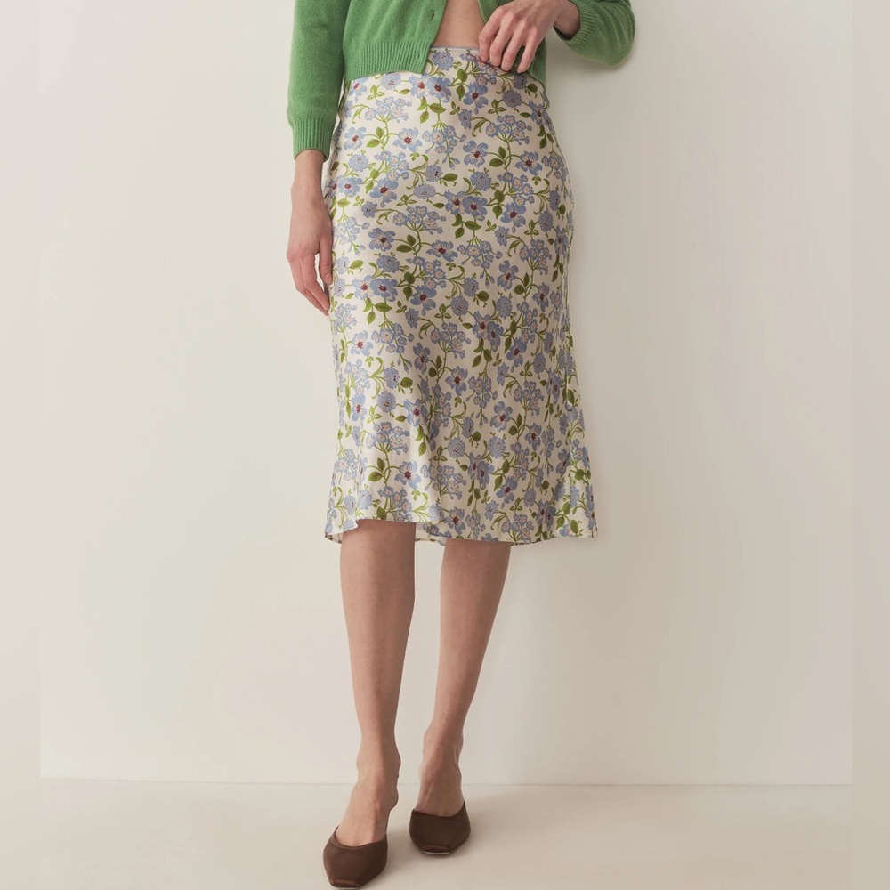DÔEN Doen Elowena Slip Skirt in Ivory Strawberry Moon Floral Print XS NWT
